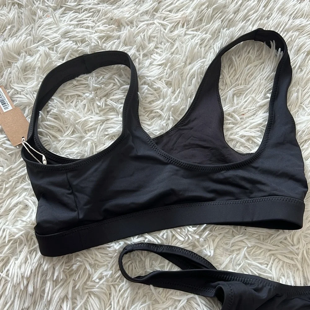 Skims Signature Swim Cheeky Tanga Bottoms and Tank Bikini Top- Onyx in Set